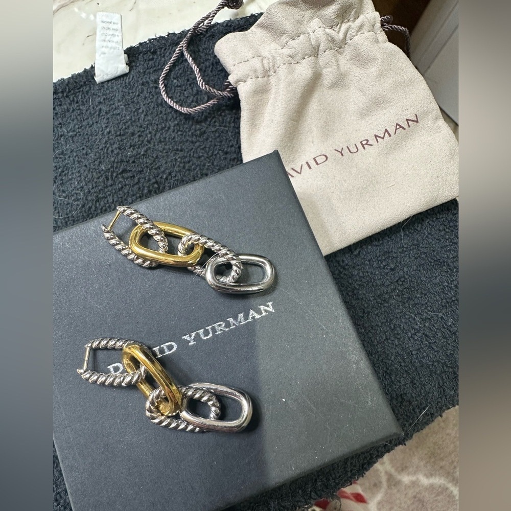 DAVID YURMAN DY Madison® Chain Drop Earrings in Sterling Silver with 18K Gold